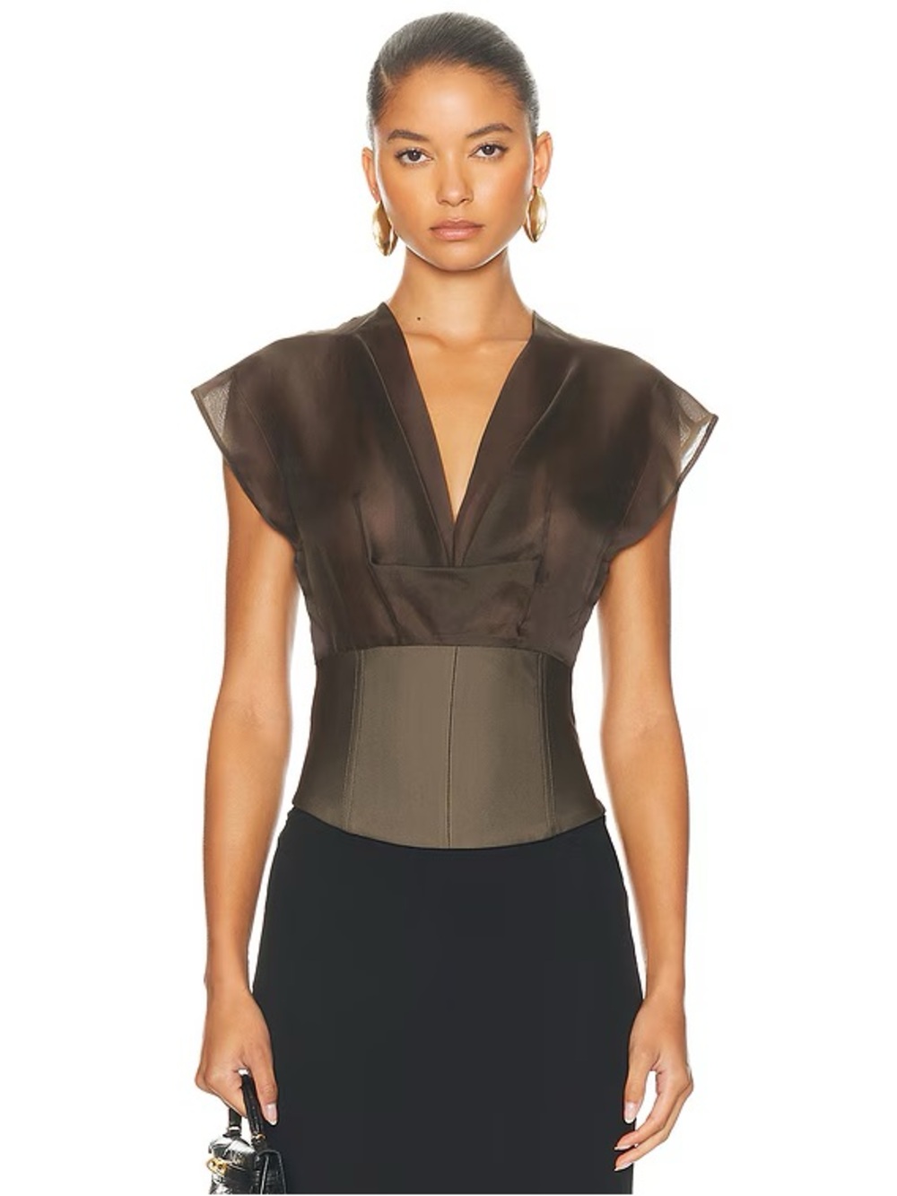 STAUD Pinnacle Silk Top in Truffle
